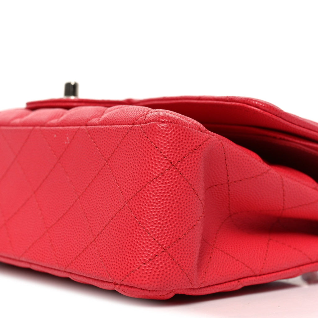 Caviar Quilted Medium Double Flap Dark Pink At My store