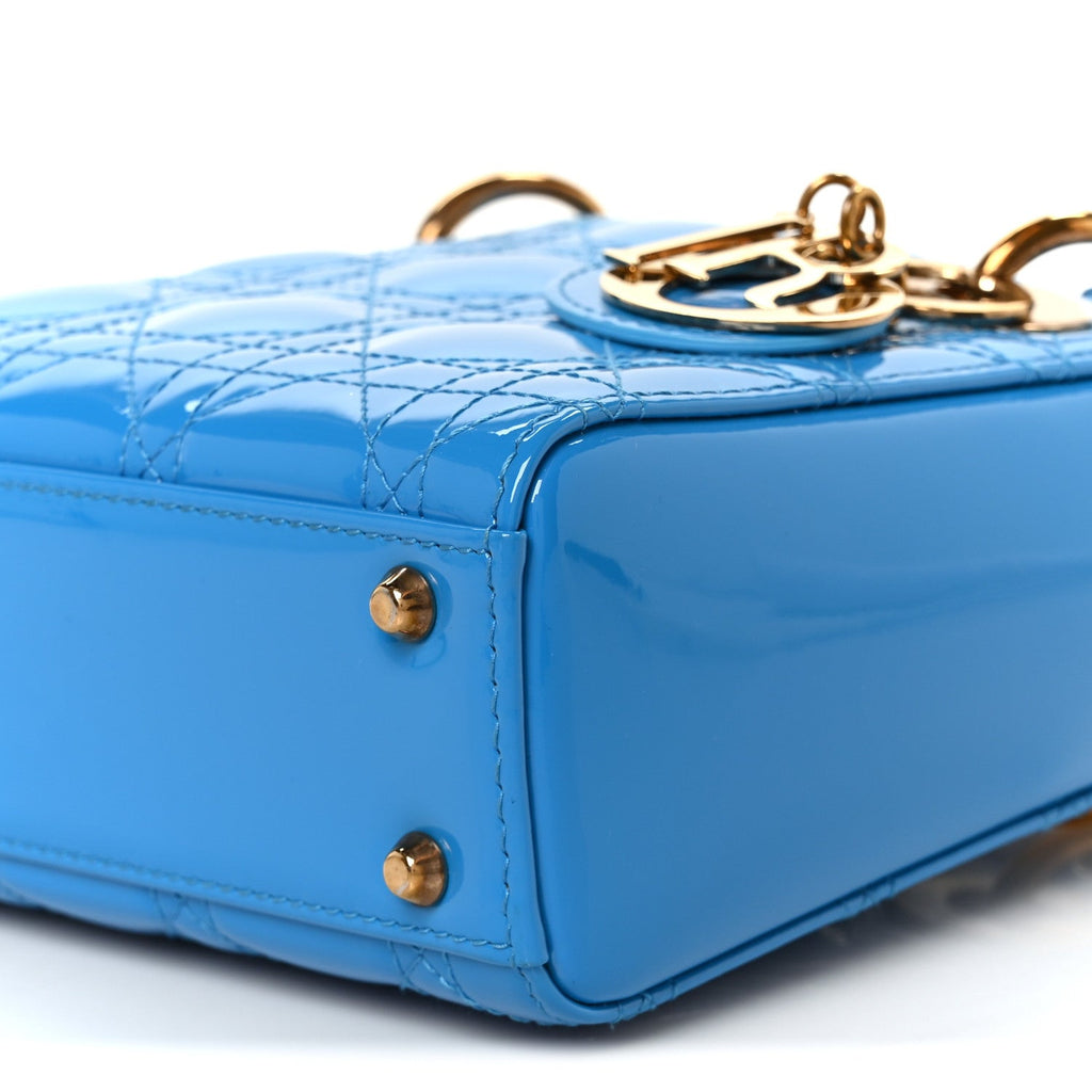Patent Cannage Mini Lady Dior Blue AT My store