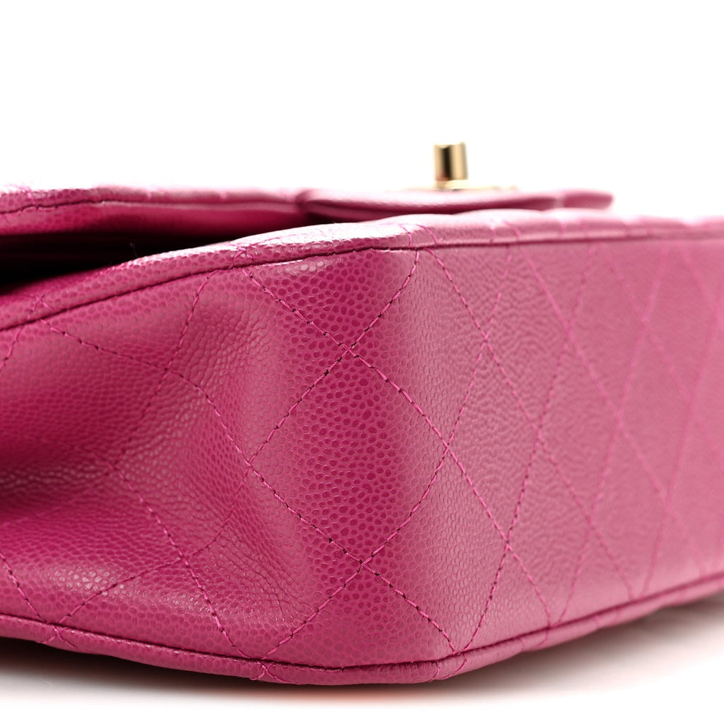 Caviar Quilted Medium Double Flap Purple At My store