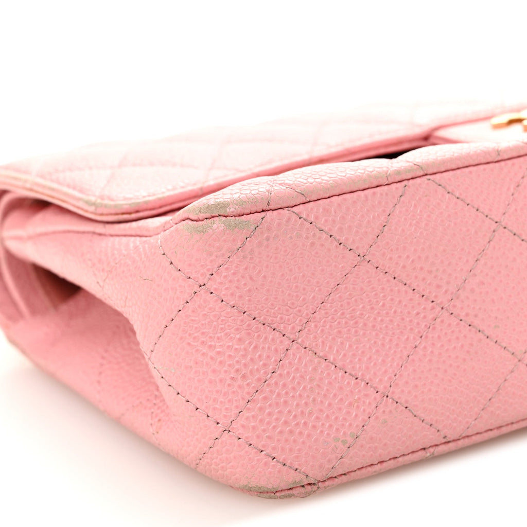 Caviar Quilted Medium Double Flap Light Pink At My store