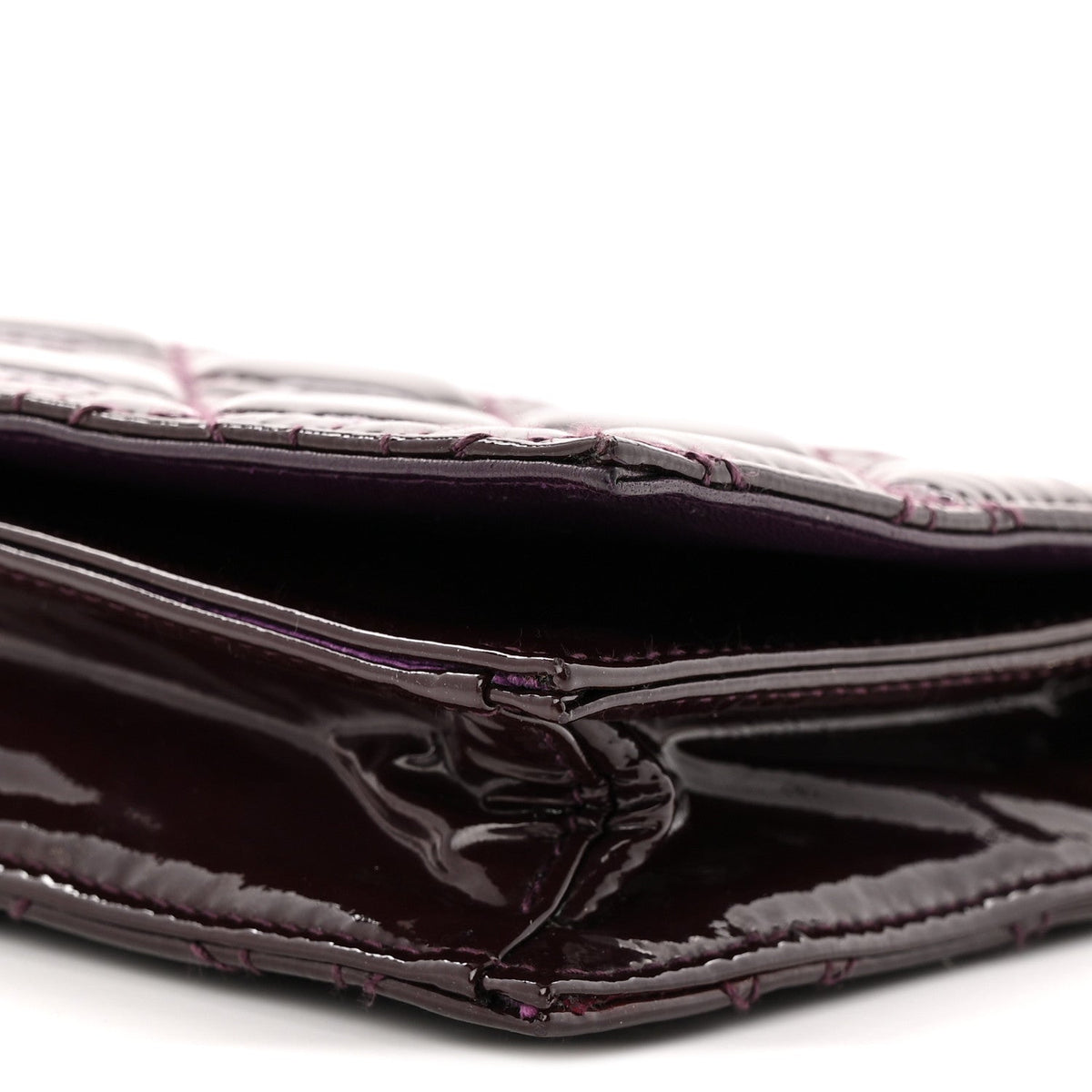 Patent Cannage Lady Dior Chain Wallet Purple AT My store