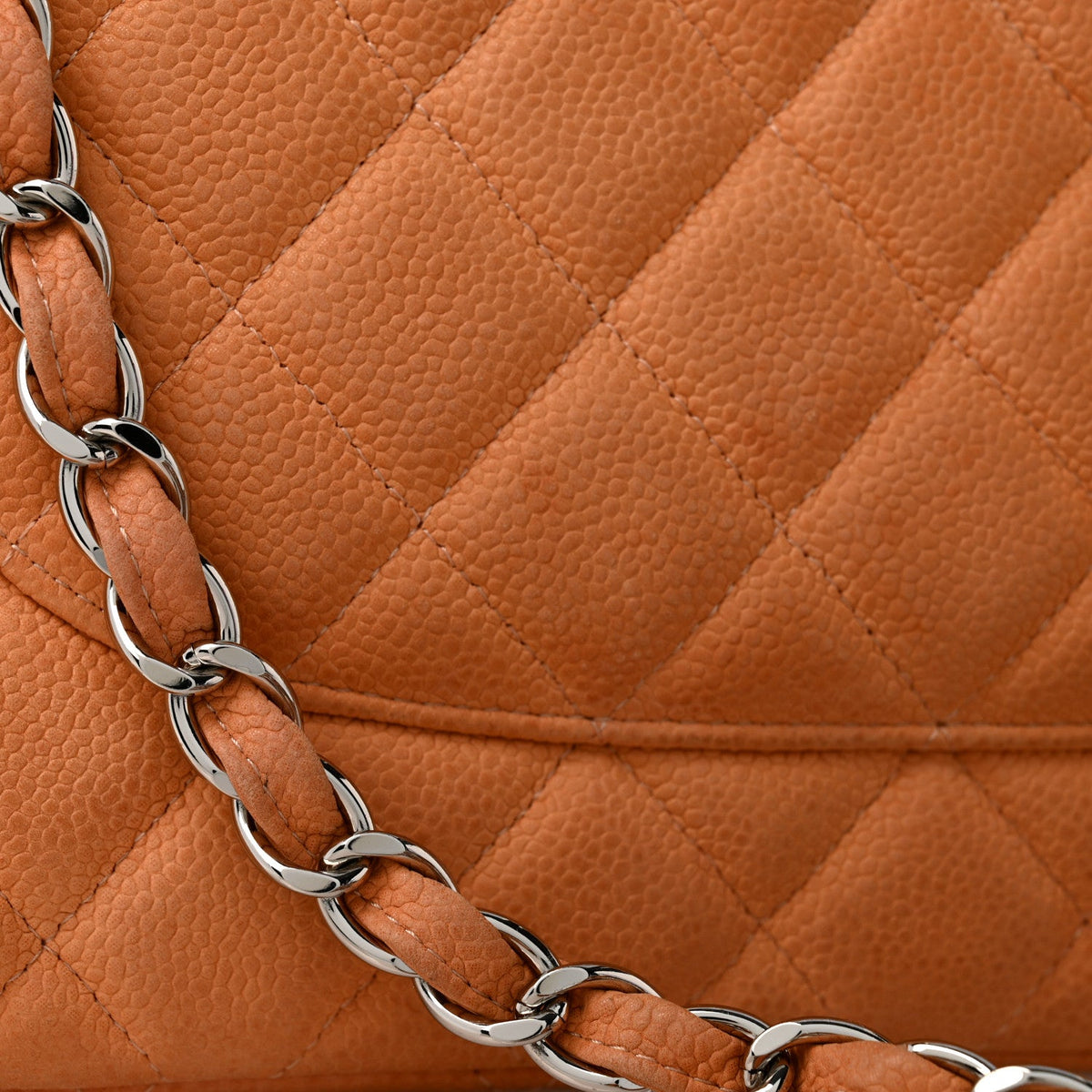 Iridescent Caviar Quilted Jumbo Double Flap Dark Beige At My store