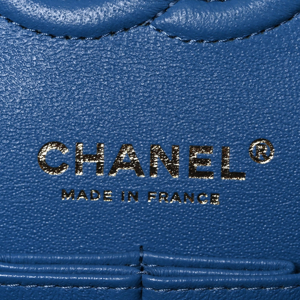 Caviar Quilted Medium Double Flap Blue At My store