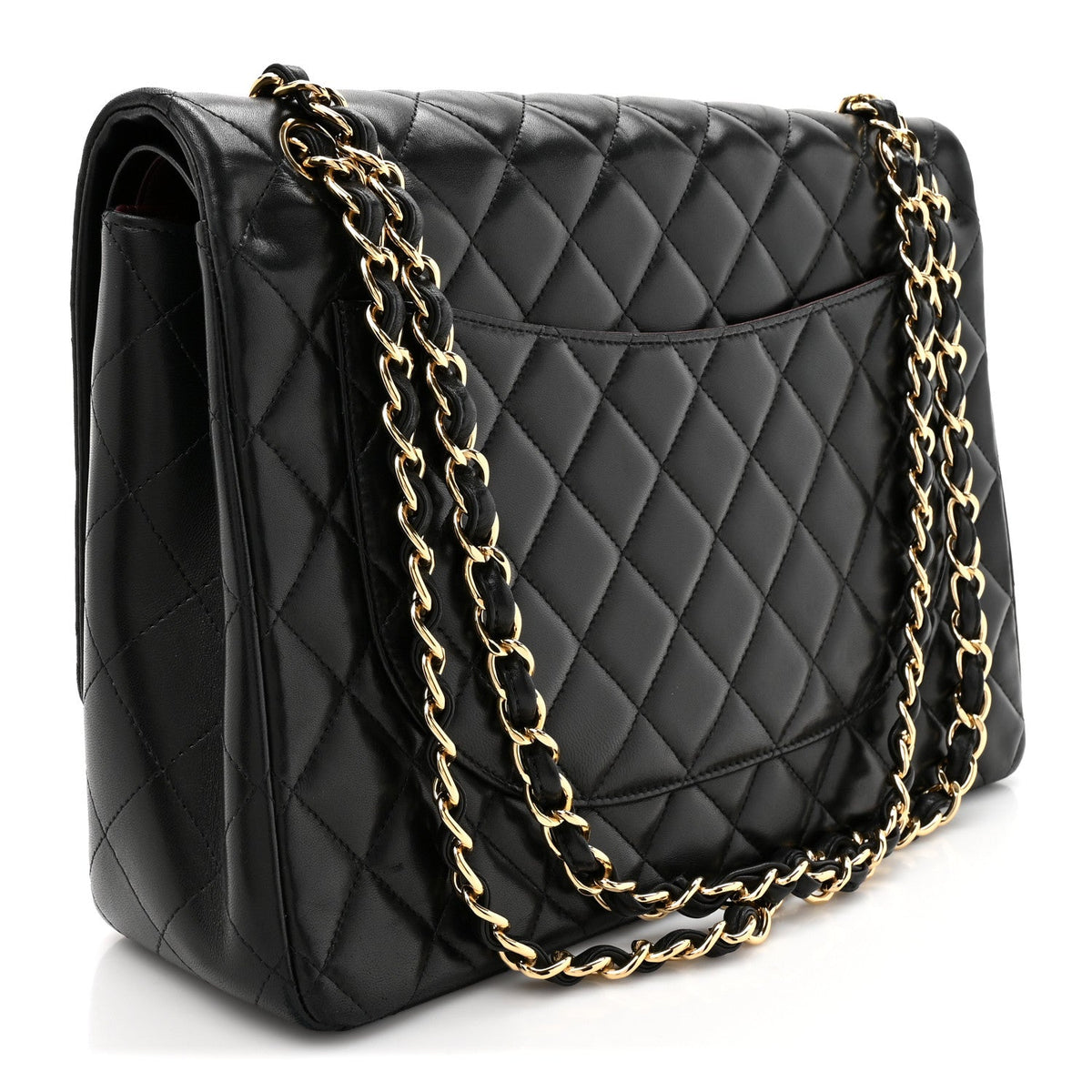 Lambskin Quilted Maxi Double Flap Black At My store
