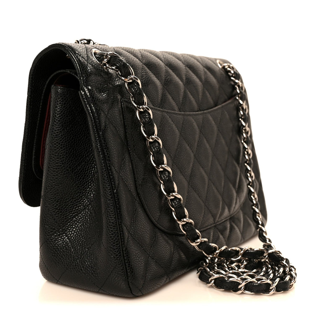 Caviar Quilted Jumbo Double Flap Black At My store