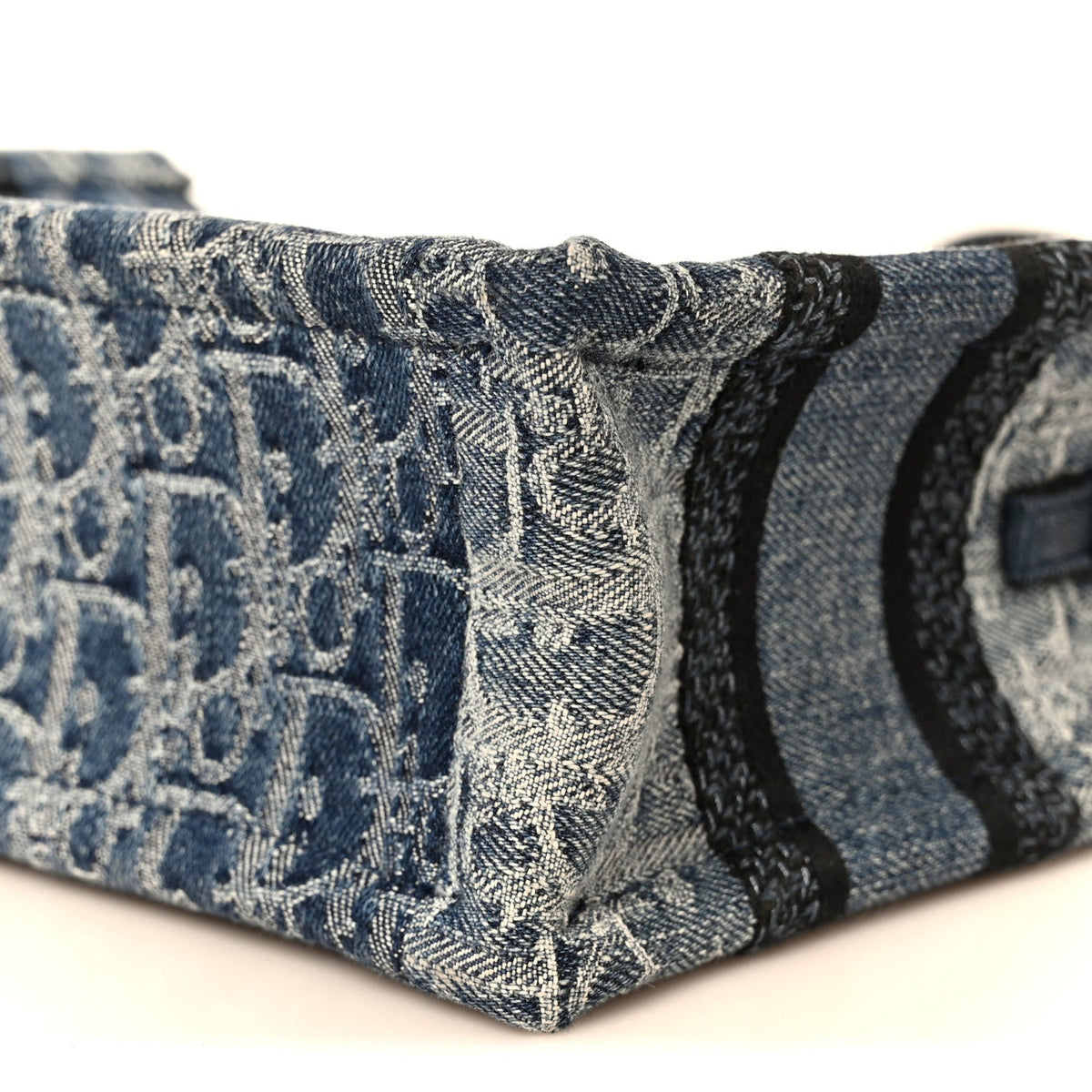 Denim Oblique Mini Book Tote With Strap Blue AT My store