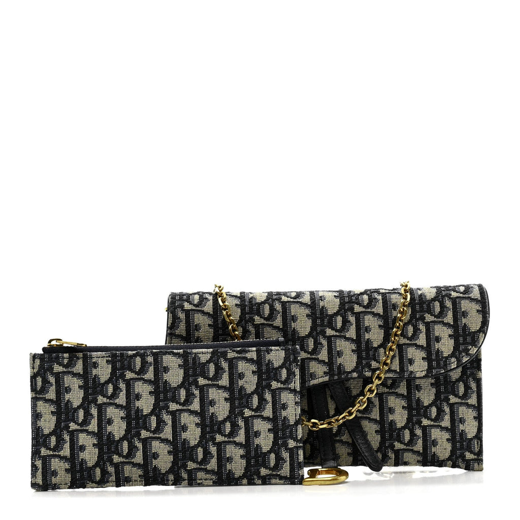 Oblique Saddle Chain Long Wallet Blue AT My store