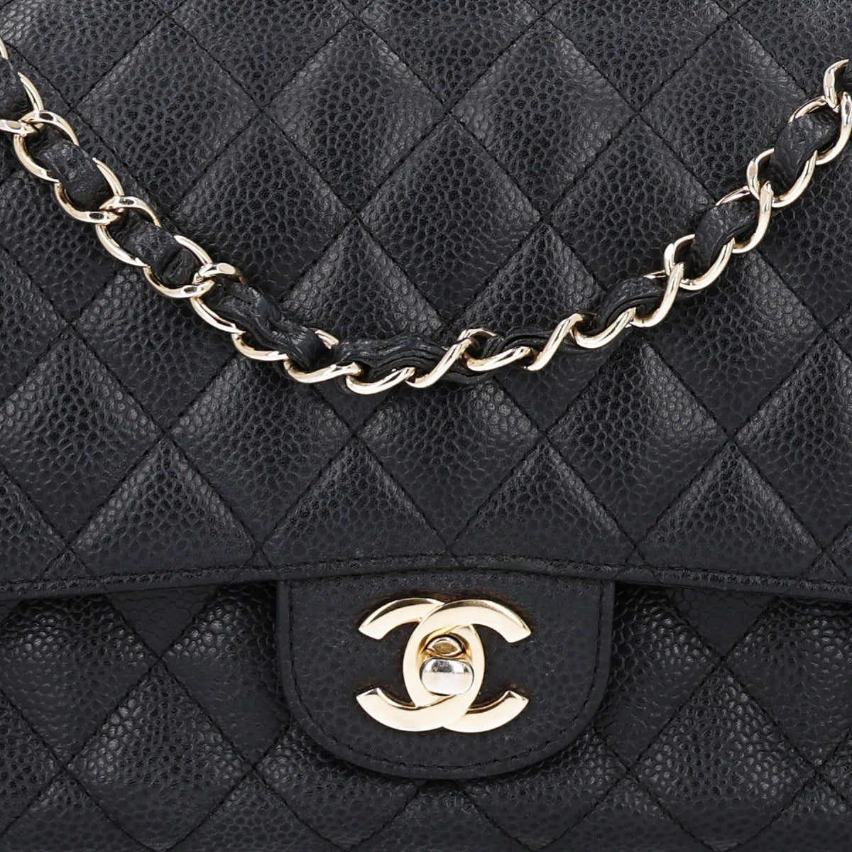 Caviar Quilted Medium Double Flap Black At My store