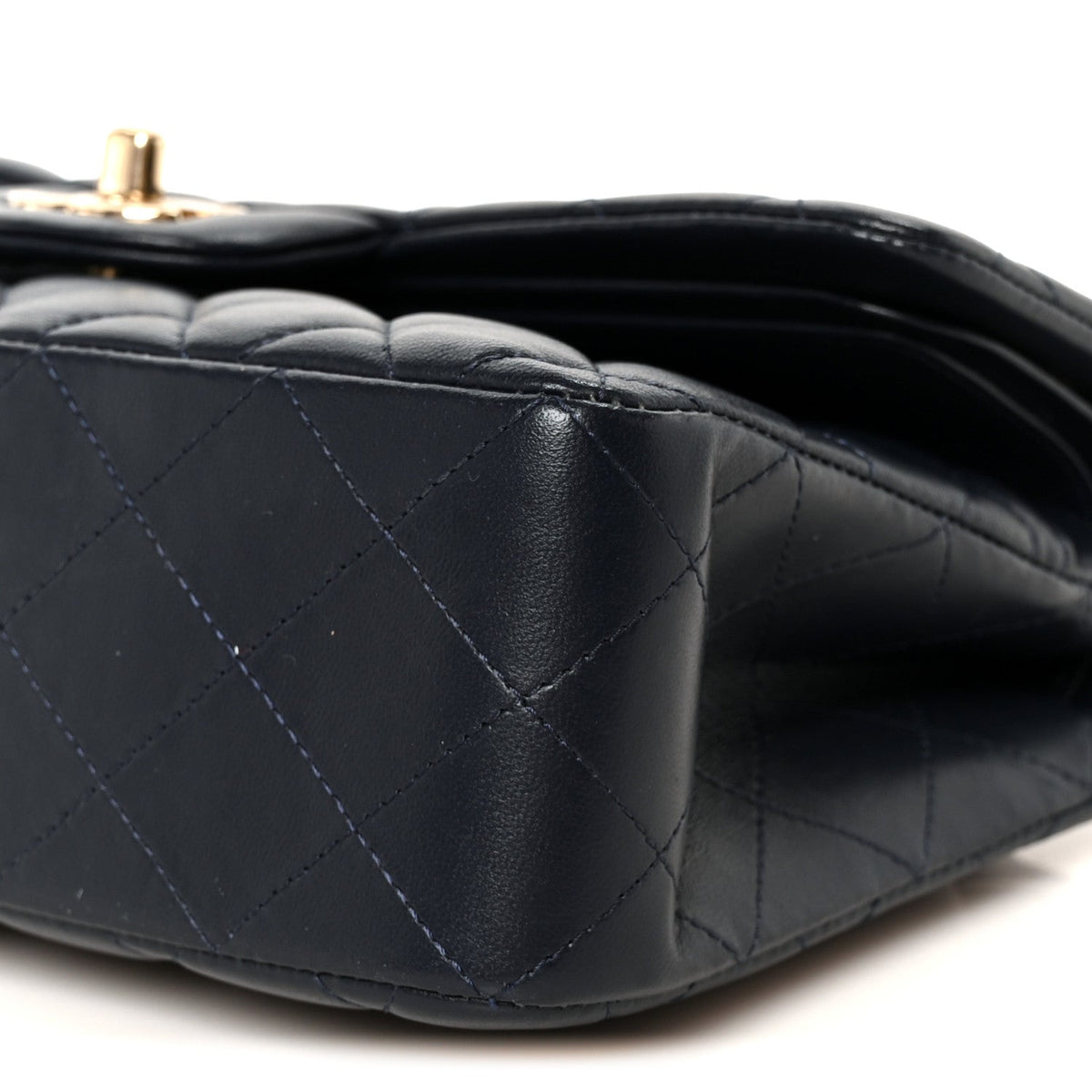 Lambskin Quilted Small Double Flap Navy At My store