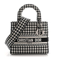 Canvas Houndstooth Embroidered Medium Lady D-Lite Black White AT My store