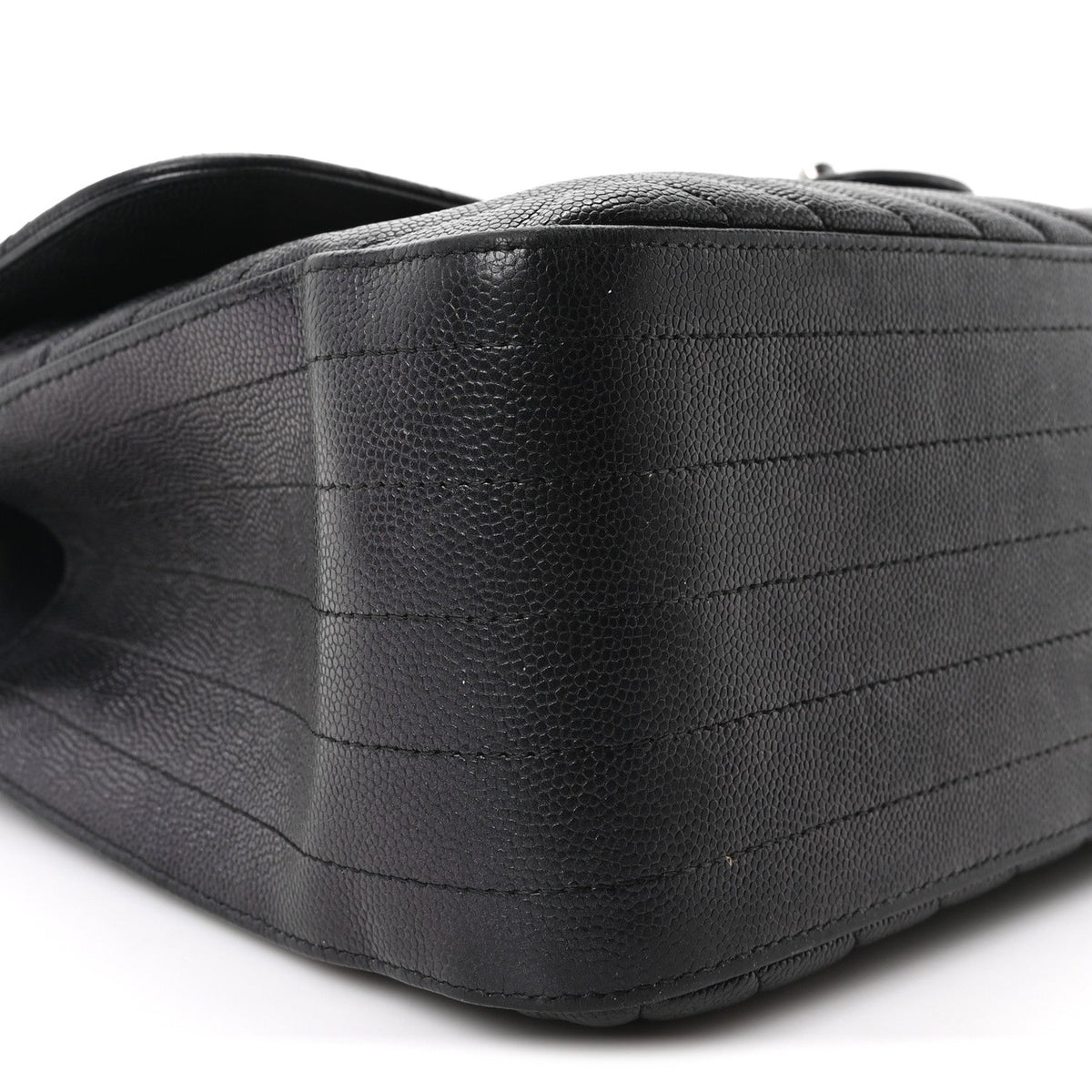 Iridescent Caviar Chevron Quilted Jumbo Double Flap Black At My store