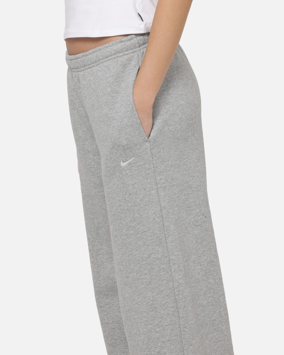 Top Seller Nike Women's Studio Fleece Medium Weight Mid-Rise Wide-Leg Pants Dark Grey Heather