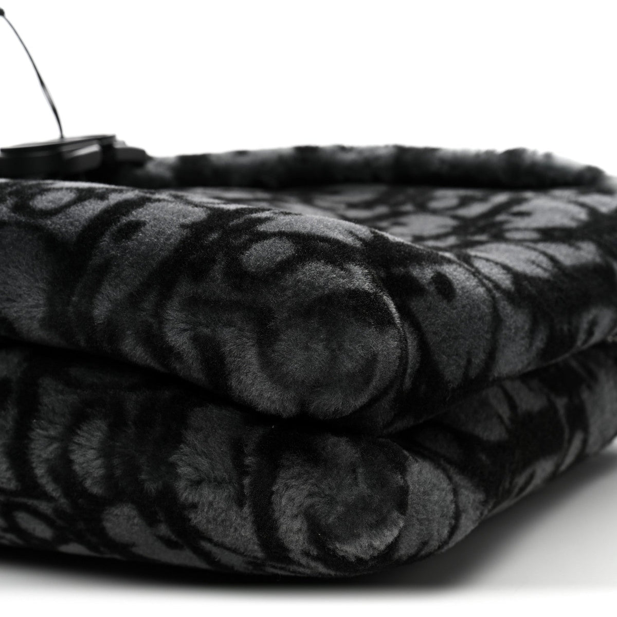 Oblique Mink Fur Saddle Soft Bag Dark Grey AT My store