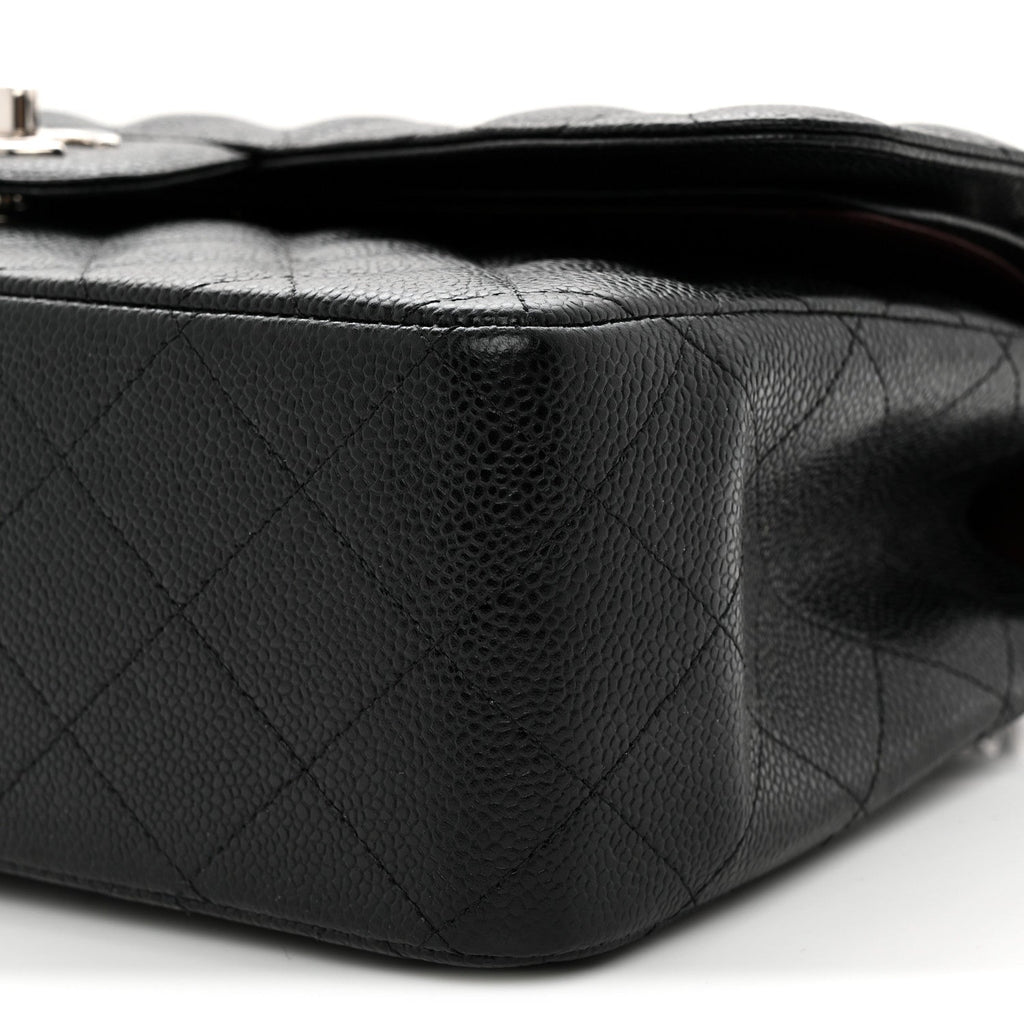Caviar Quilted Jumbo Double Flap Black At My store