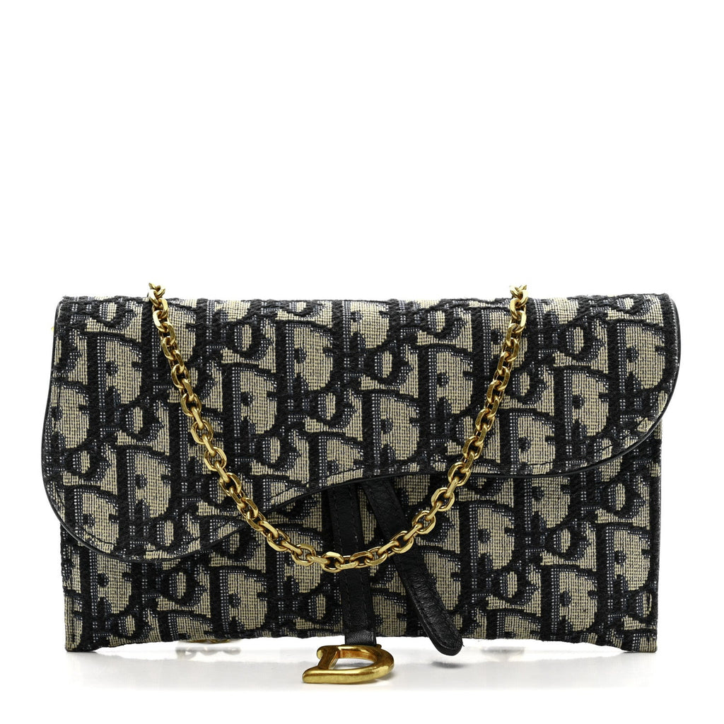 Oblique Saddle Chain Long Wallet Blue AT My store