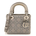 Satin Crystal Cannage Mini Lady Dior Gray AT My store