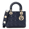 Lambskin Cannage Small Lucky Badges My Lady Dior Navy AT My store