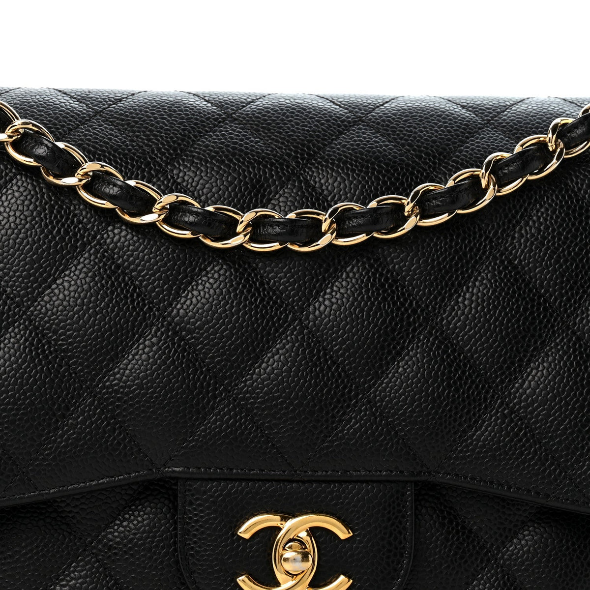 Caviar Quilted Jumbo Double Flap Black At My store