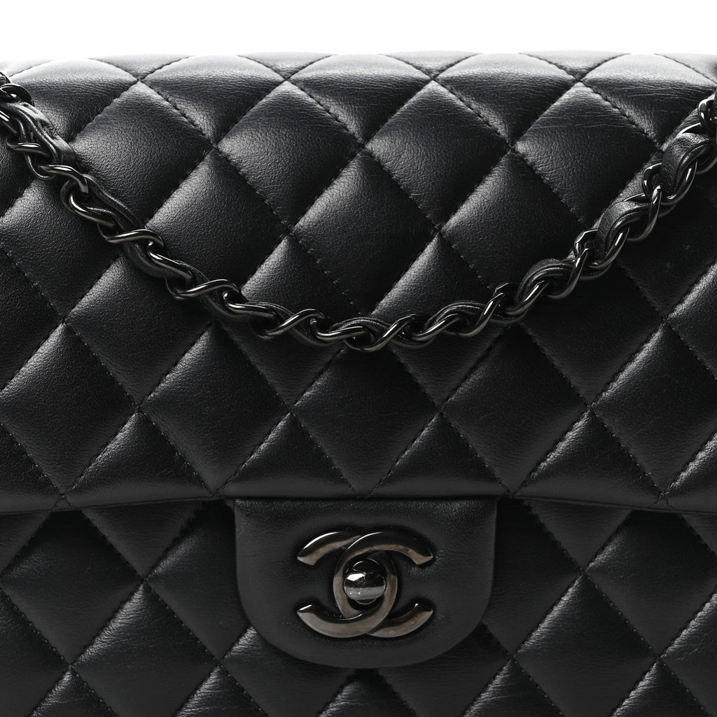 Lambskin Quilted Medium Double Flap So Black At My store