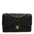 Caviar Quilted Jumbo Double Flap Black At My store