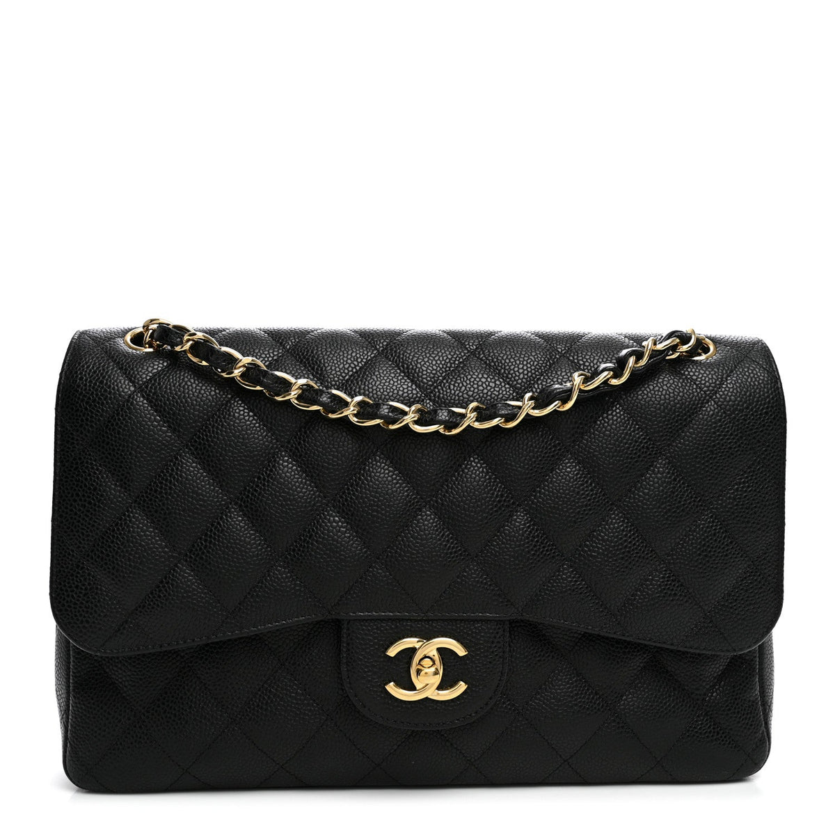 Caviar Quilted Jumbo Double Flap Black At My store