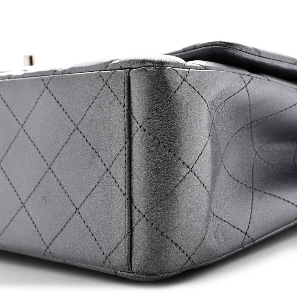 Metallic Lambskin Quilted Maxi Double Flap Pewter At My store