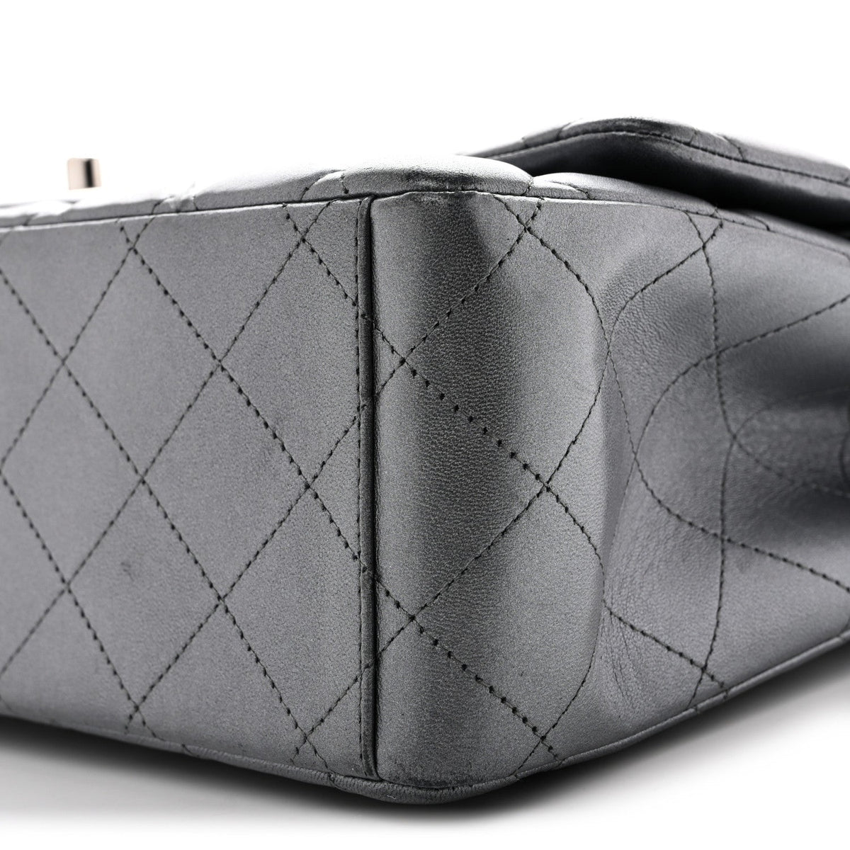 Metallic Lambskin Quilted Maxi Double Flap Pewter At My store