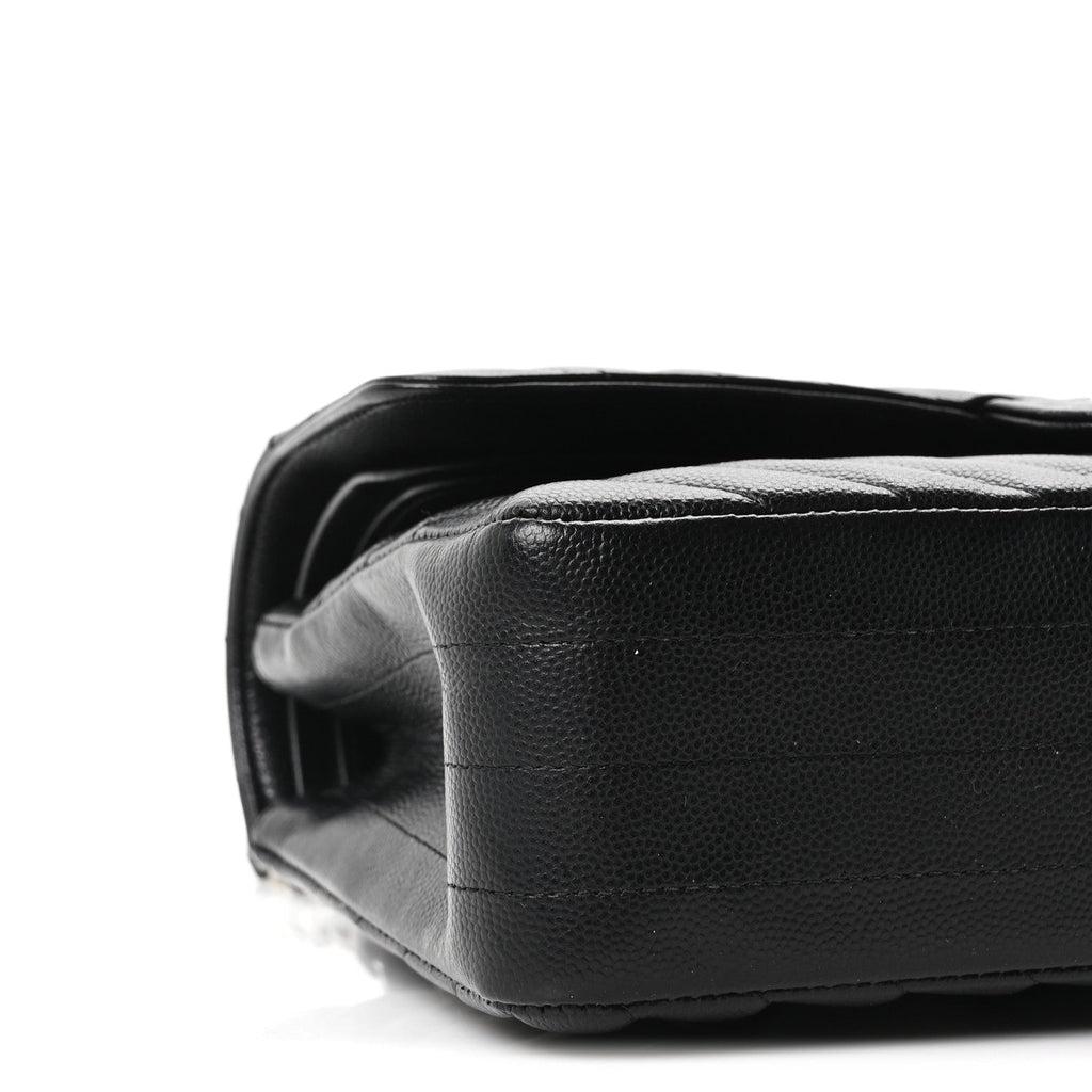 Caviar Chevron Quilted Medium Double Flap Black At My store