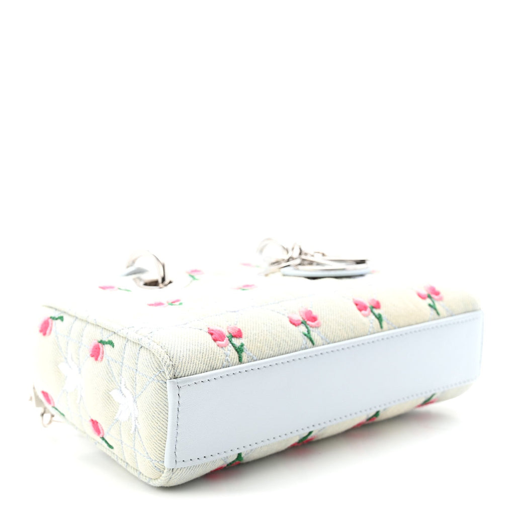 Denim Cannage Embroidered Doves & Roses Dioramour Mini Lady D-Joy Blue Multicolor AT My store