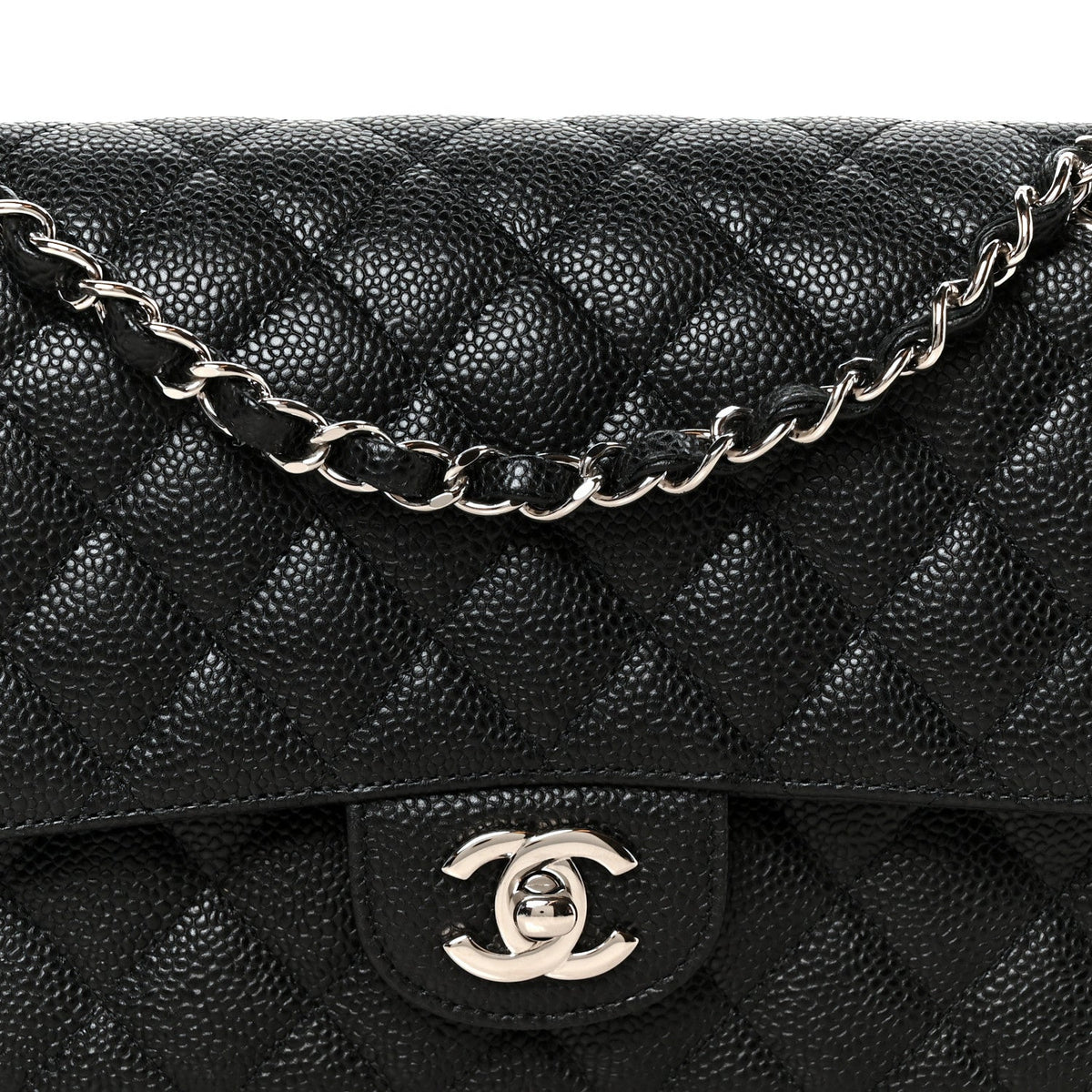 Caviar Quilted Medium Double Flap Black At My store