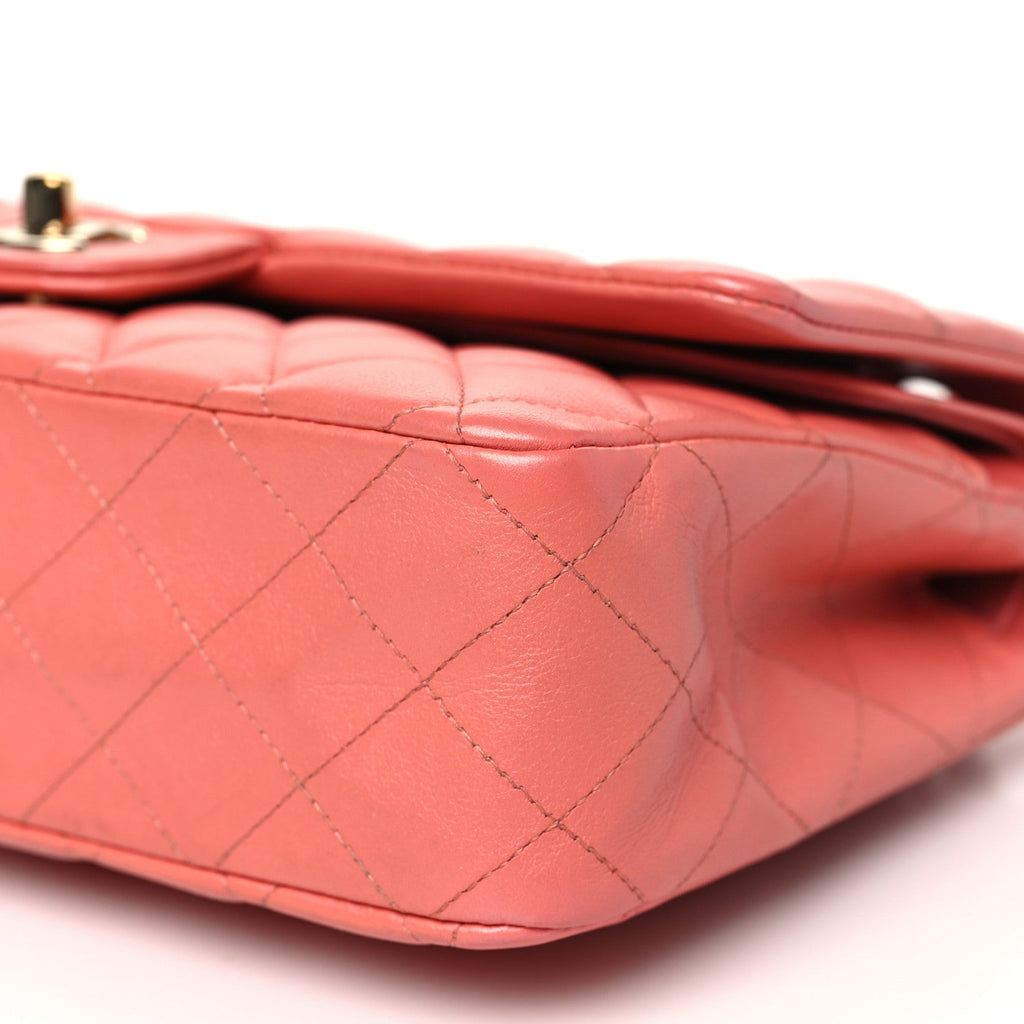 Iridescent Lambskin Quilted Medium Double Flap Pink At My store
