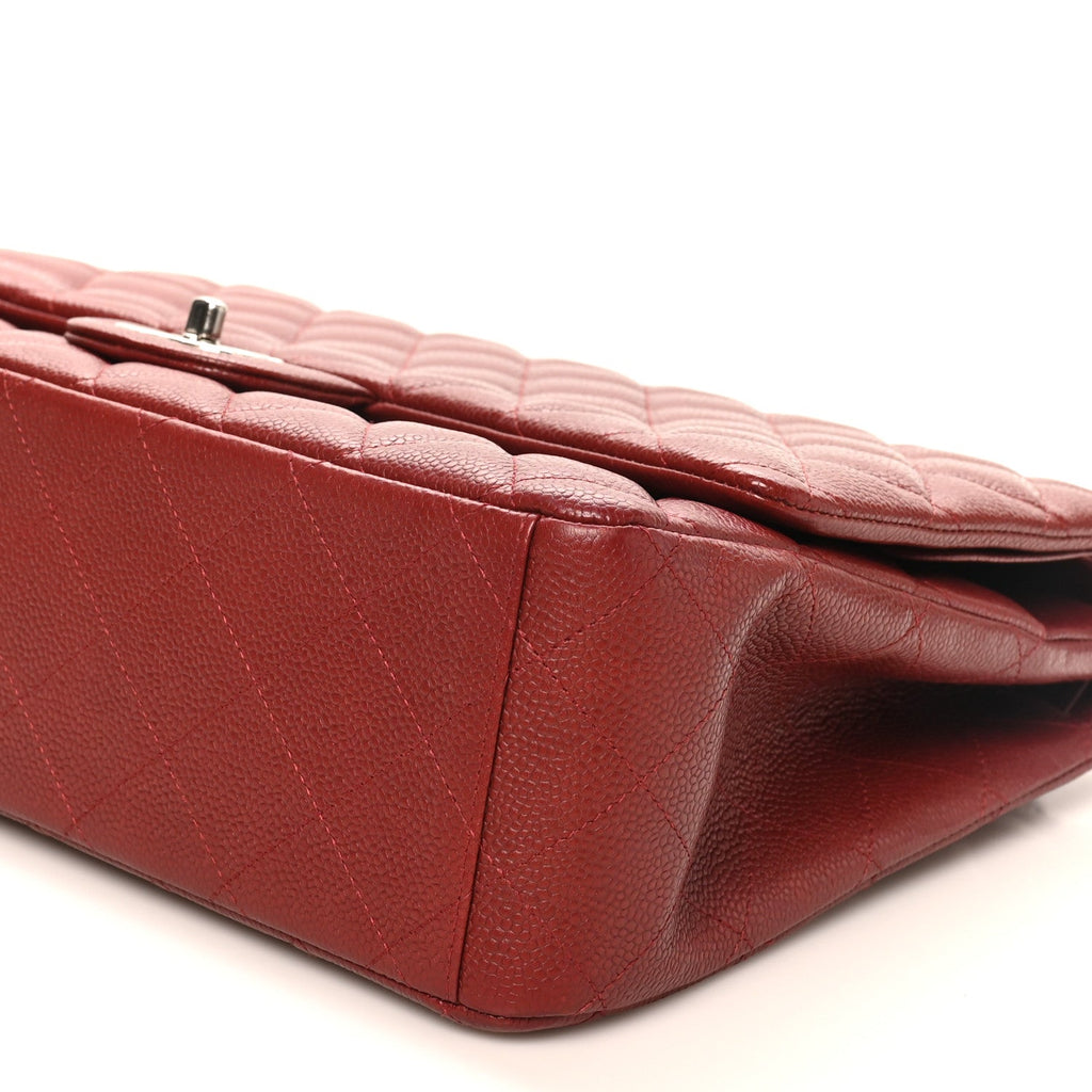 Caviar Quilted Maxi Double Flap Dark Red At My store