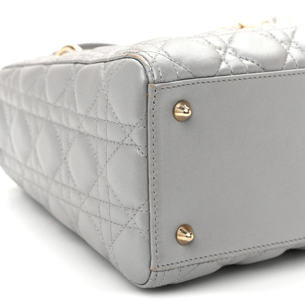 Pearly Lambskin Cannage Medium Lady Dior Grey AT My store
