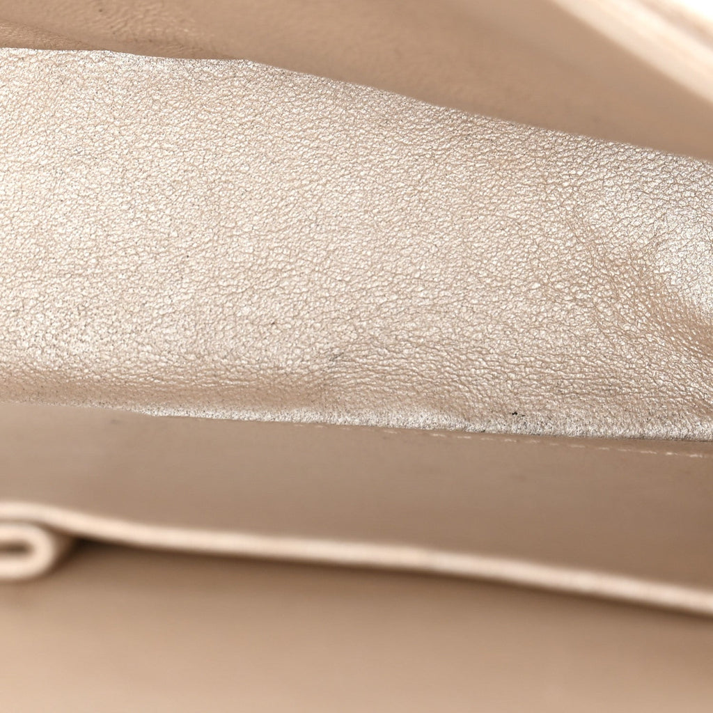 Pearly Caviar Quilted Medium Double Flap Light Beige At My store