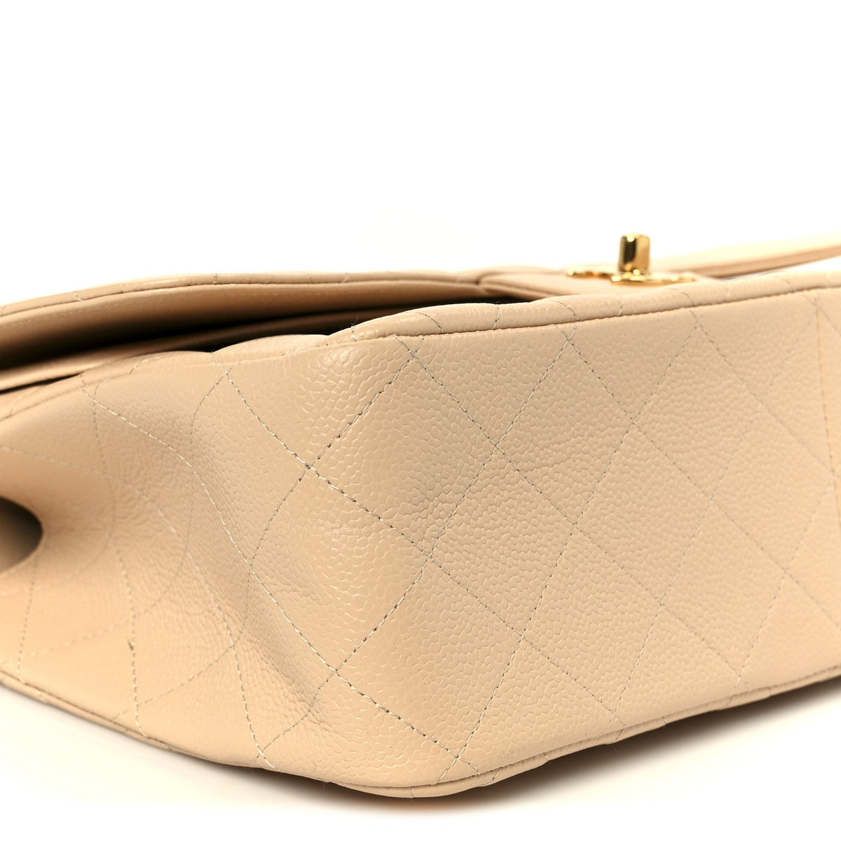 Caviar Quilted Jumbo Double Flap Beige At My store