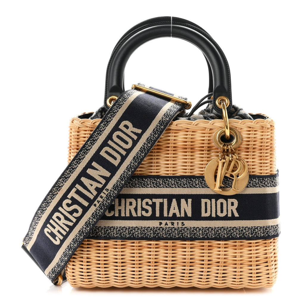 Wicker Oblique Medium Lady Dior Bag Blue AT My store