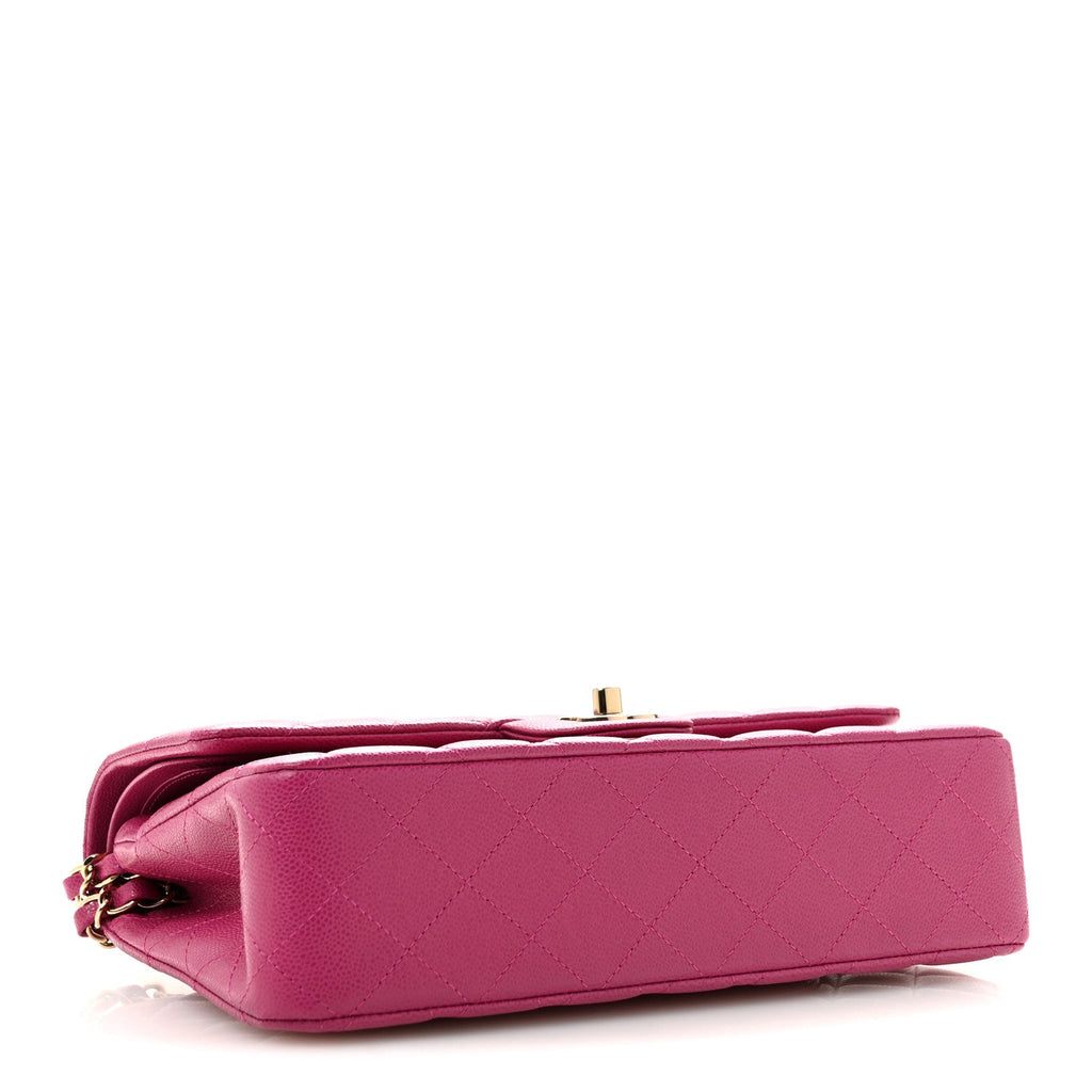 Caviar Quilted Medium Double Flap Purple At My store