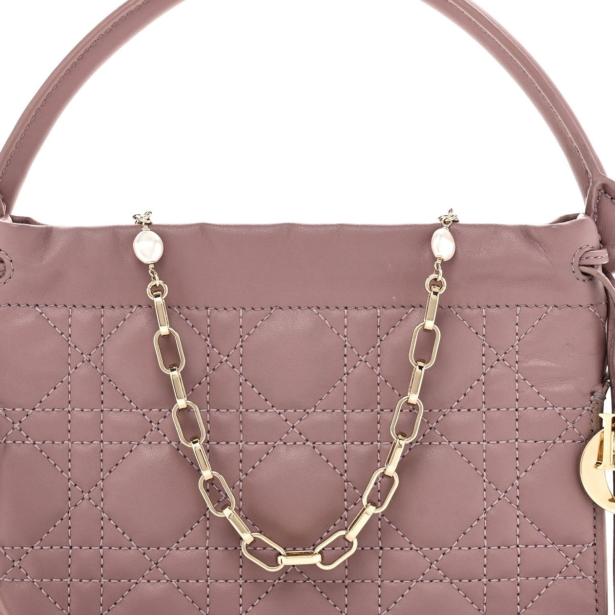 Lambskin Cannage Milly Mini Drawstring Bag Pink Peony AT My store