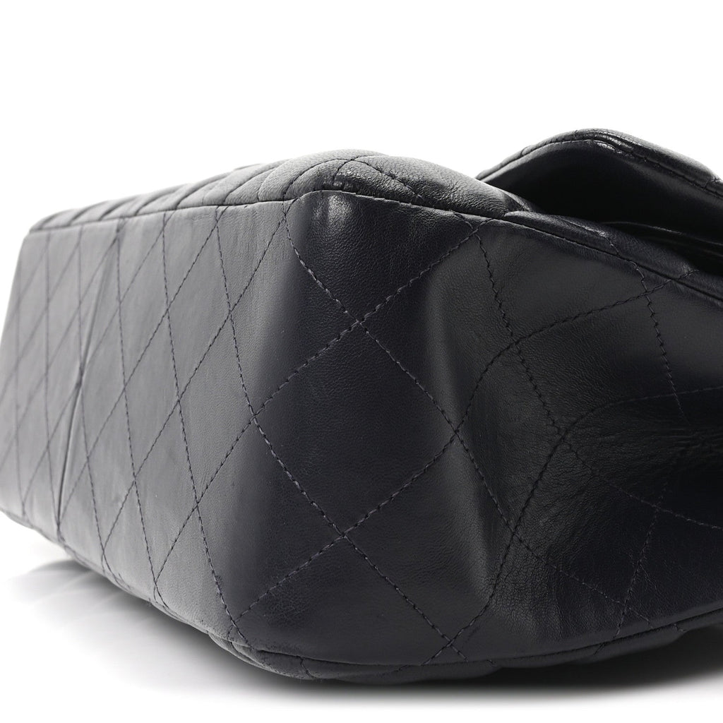 Lambskin Quilted Jumbo Double Flap Navy At My store