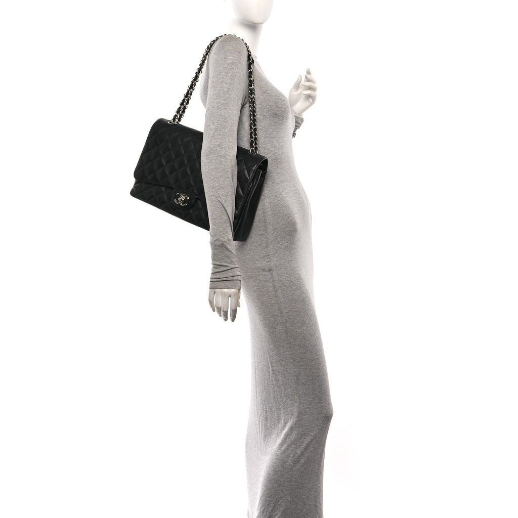 Caviar Quilted Maxi Double Flap Black At My store