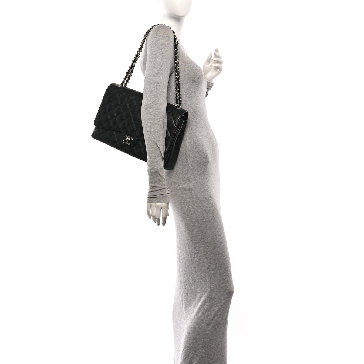 Caviar Quilted Maxi Double Flap Black At My store