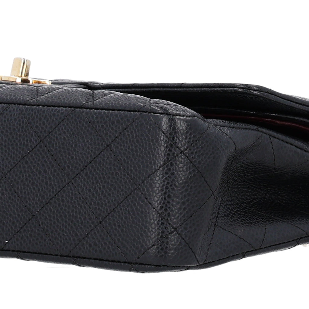 Caviar Quilted Medium Double Flap Black At My store