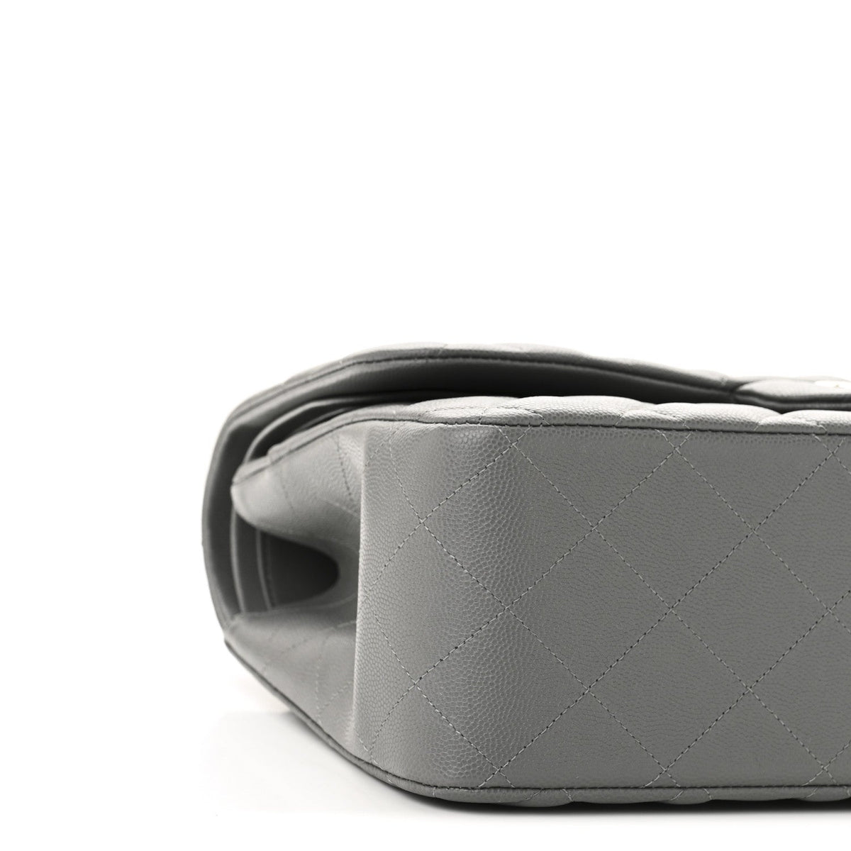 Caviar Quilted Jumbo Double Flap Grey At My store