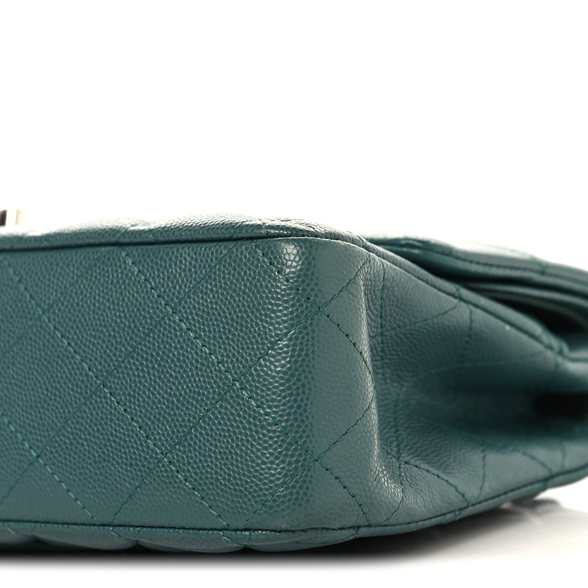 Caviar Quilted Medium Double Flap Green At My store