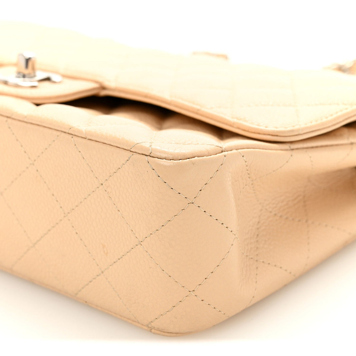 Caviar Quilted Medium Double Flap Beige Clair At My store