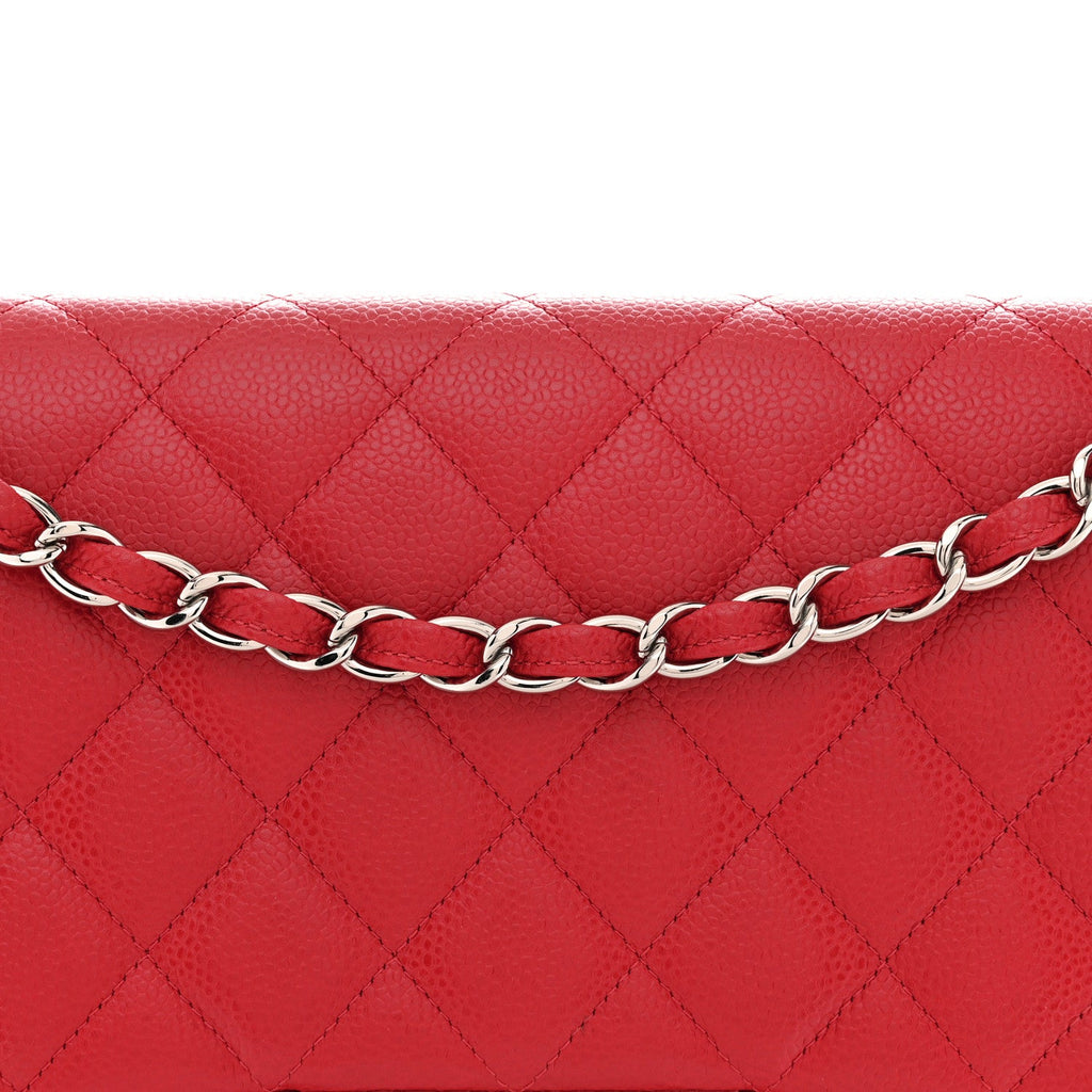 Caviar Quilted Jumbo Double Flap Red At My store