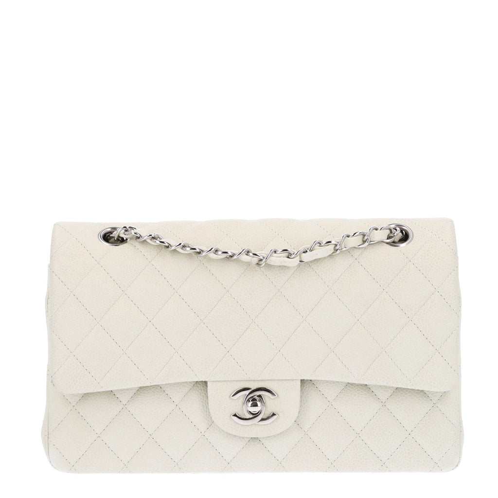 Caviar Quilted Medium Double Flap Light Green At My store