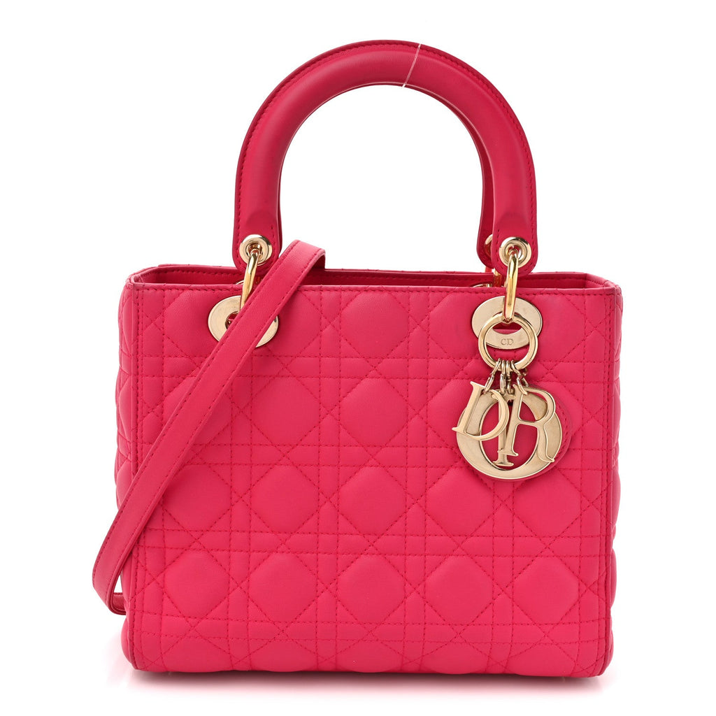 Lambskin Cannage Medium Lady Dior Fuchsia AT My store