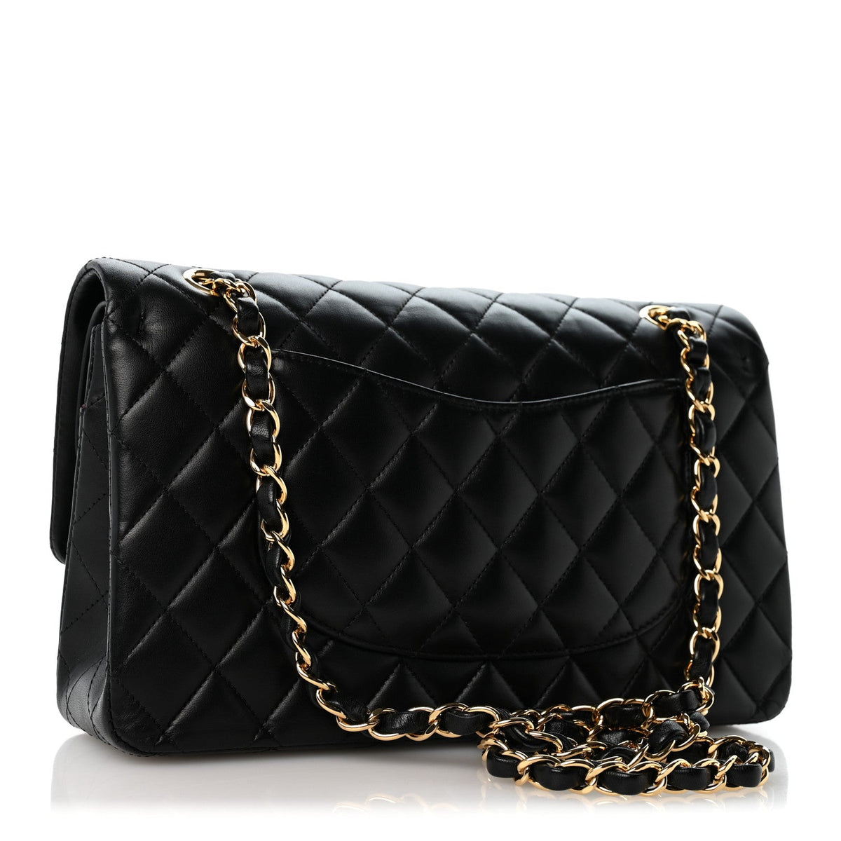 Lambskin Quilted Medium Double Flap Black At My store