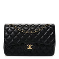Lambskin Quilted Jumbo Double Flap Black At My store